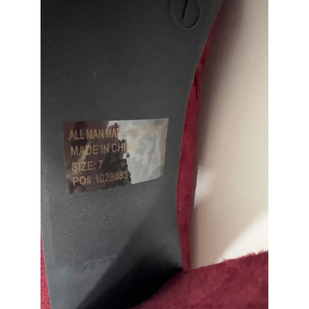 Burgundy Faux Suede Over‎ The Knee Block Heel Boots Pointed Toe Wine Red Size 7